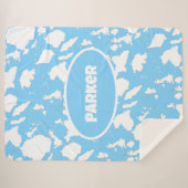 Baby Blue Cow Print Sherpa Blanket Sherpadecke (Vorderseite (Horizontal))