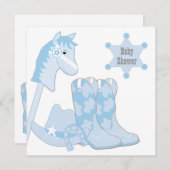 Baby Blue Cowboy Baby Dusche Einladung (Vorne/Hinten)
