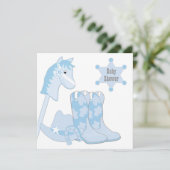 Baby Blue Cowboy Baby Dusche Einladung (Stehend Vorderseite)