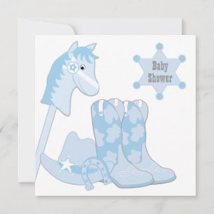 Baby Blue Cowboy Baby Dusche Einladung