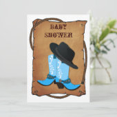 Baby Blue Cowboy Stiefel Western Mommy Babydusche Einladung (Stehend Vorderseite)