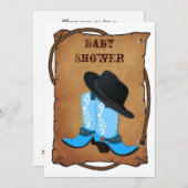 Baby Blue Cowboy Stiefel Western Mommy Babydusche Einladung (Vorne/Hinten)