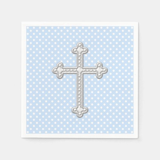 Baby Blue Cross Christening Serviette (Vorderseite)