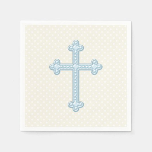 Baby Blue Cross Christening Serviette (Vorderseite)