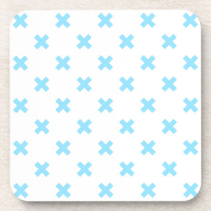 Baby blue cross stitches on white getränkeuntersetzer