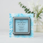 Baby Blue Damask Elegantes Hochzeitsstipendium Einladung (Stehend Vorderseite)