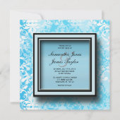 Baby Blue Damask Elegantes Hochzeitsstipendium Einladung (Vorderseite)