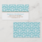 Baby Blue Damask Muster Calling Cards Telefonnummerkarte (Vorne/Hinten)