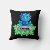 Baby Blue Dinosaur Black Throw Kissen (Rückseite)