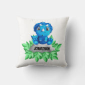 Baby Blue Dinosaurier Weiße Kissen (Rückseite)