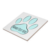 Baby Blue Dog Pawprint Individuelle Name Fliese (Seite)
