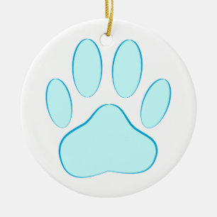 Baby Blue Dog Pawprint Keramik Ornament