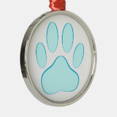 Baby Blue Dog Pawprint Ornament Aus Metall (Rechts)