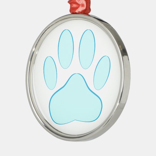 Baby Blue Dog Pawprint Ornament Aus Metall (Links)