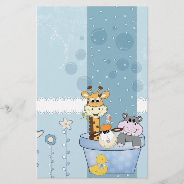 Baby Blue Dots Animals Blume Kinderdusche (Vorderseite)