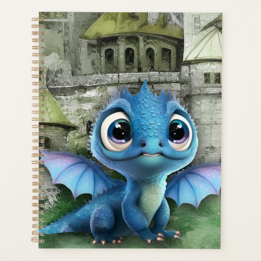 Baby Blue Dragon and Fantasy Mittelalterliche Burg Planer (Vorderseite)