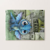 Baby Blue Dragon and Fantasy Mittelalterliche Burg Puzzle (Horizontal)