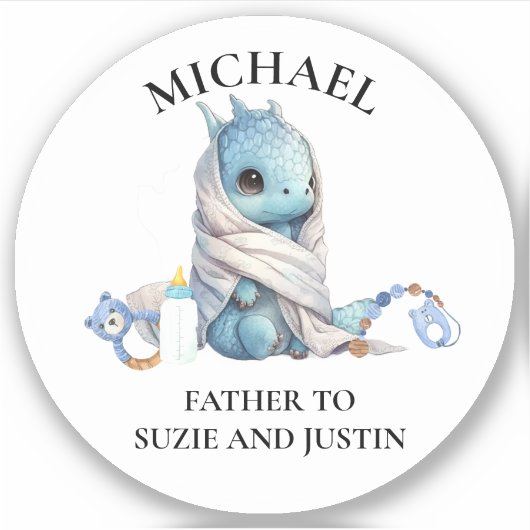 Baby Blue Dragon Showdusche Individuelle Name Aufkleber (Vorderseite)