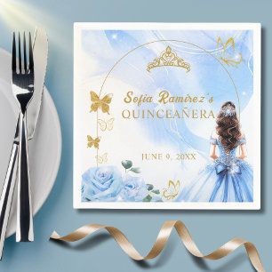 Baby Blue Dress Princess Quinceañera Party Serviette