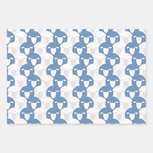 Baby Blue Eid Adha Mubarak Kaaba Sheep Pattern Geschenkpapier Set (Vorderseite 3)