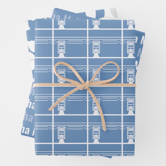 Baby Blue Eid Adha Mubarak Kaaba Sheep Pattern Geschenkpapier Set (Beispiel)