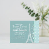 Baby Blue Eiffel Tower; Paris Einladungspostkarte (Stehend Vorderseite)