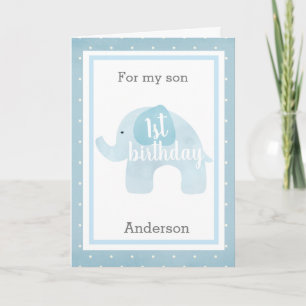 Baby Blue Elephant 1. Geburtstag Sohn Karte