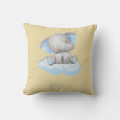 Baby Blue Elephant auf gelbem Kissen (Vorderseite)