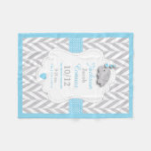 Baby Blue Elephant Birth Keepake Design Fleecedecke (Vorderseite (Horizontal))