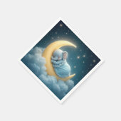 Baby Blue Elephant Schlafen auf einem Halbmond Serviette (Ecke)