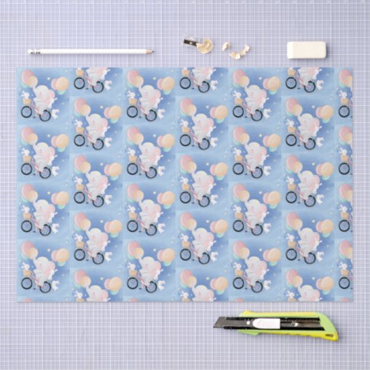 Baby Blue Elephant Tissue Geschenkpapier Seidenpapier (Handwerk)