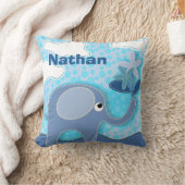 Baby Blue Elephant und Blume Personalisiert Kissen (Decke)