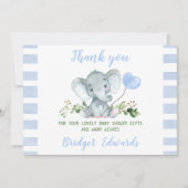 Baby Blue Elephant Vielen Dank Baby Shower Card Einladung (Vorderseite)