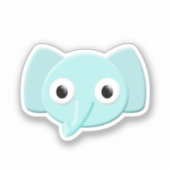 Baby Blue Elephant Zeichnend Aufkleber (Vorderseite)