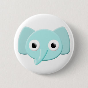 Baby Blue Elephant Zeichnend Button