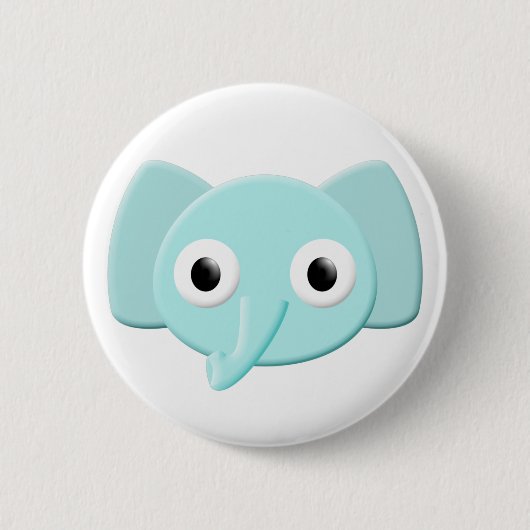 Baby Blue Elephant Zeichnend Button (Vorderseite)