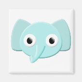 Baby Blue Elephant Zeichnend Magnet (Vorne)
