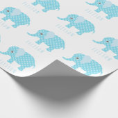 Baby Blue Elephants Muster Boys Baby Dusche Name Geschenkpapier (Ecke)