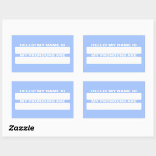 Baby Blue Eyes Name & Pronoun Labels Rechteckiger Aufkleber