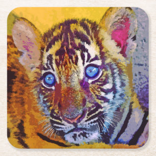Baby Blue Eyes Tigerbaby Rechteckiger Pappuntersetzer