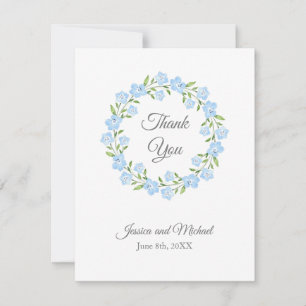 Baby Blue Eyes Watercolor Floral Wreath Dankeskarte