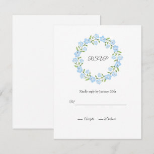 Baby Blue Eyes Watercolor Floral Wreath RSVP Karte