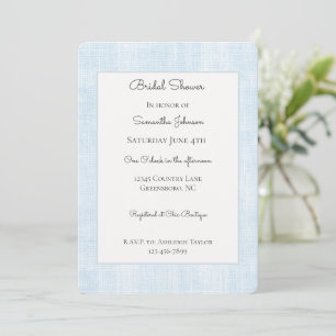 Baby Blue Faux Leinen-Junggesellinnenabschied Einladung