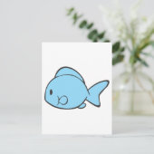 Baby Blue Fish Schwimmen Postkarte (Stehend Vorderseite)