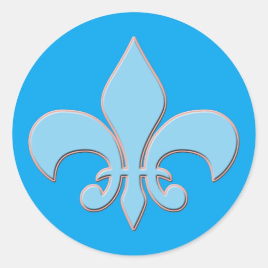 Baby Blue Fleur-de-lis Runder Aufkleber (Vorderseite)