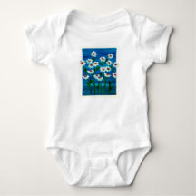 Baby Blue Floral Art Daisy Blue Full Body T-Shirt