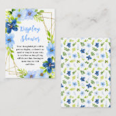 Baby Blue Floral Baby Display Dusche für Navy und Begleitkarte (Vorne/Hinten)