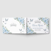 Baby Blue Floral Butterfells Silver Quinceañera Gästebuch (Voll)