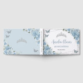 Baby Blue Floral Butterfells Silver Quinceañera Gästebuch (Voll)