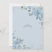 Baby Blue Floral Butterflies Princess QUINCEAÑERA Einladung (Rückseite)